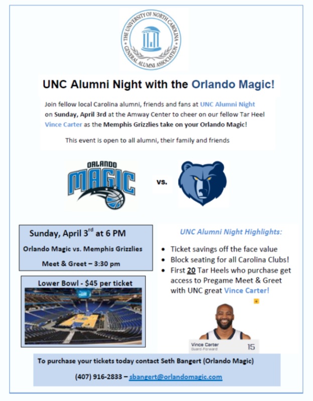Orlando Magic UNC Alumni Night and Vince Carter